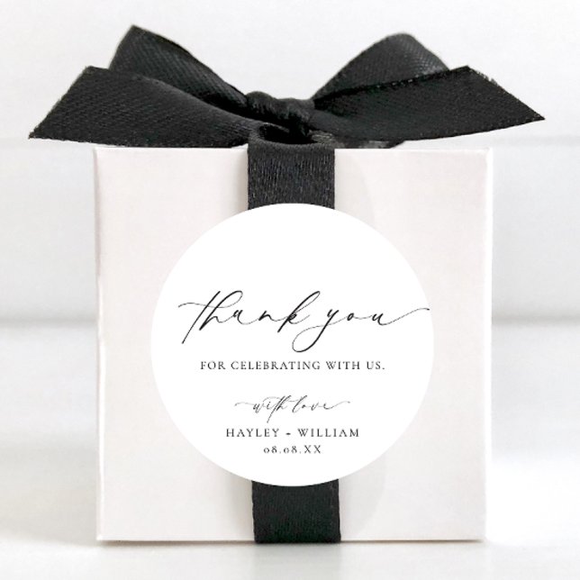 Ellesmere Thank You Wedding Favour Classic Round Sticker (Ellesmere Thank You Circle Sticker)