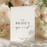 Ellesmere The Bride's Wedding Speech Card<br><div class="desc">This Ellesmere wedding card features a modern minimalist design on a white background for a clean and simple look. The script heading is an image that cannot be edited. All of the other text is fully editable. For more advanced customisation of this design, simply select the "Customise It" button above....</div>