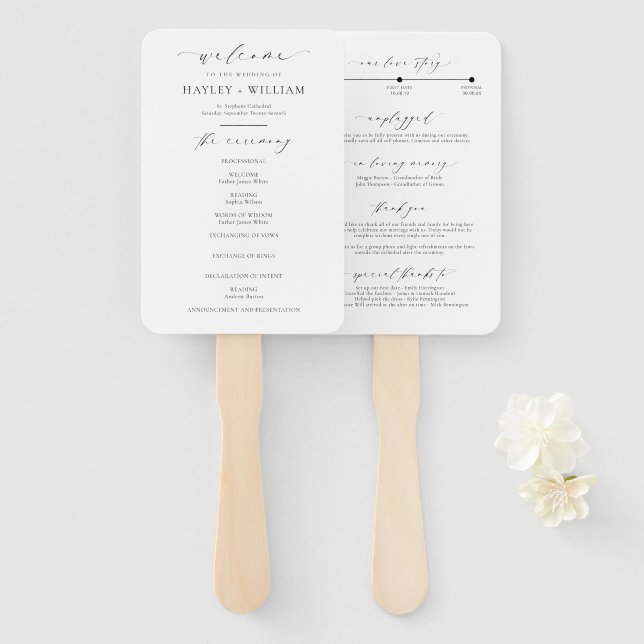 Ellesmere Wedding Ceremony Program Hand Fan (Front and Back)