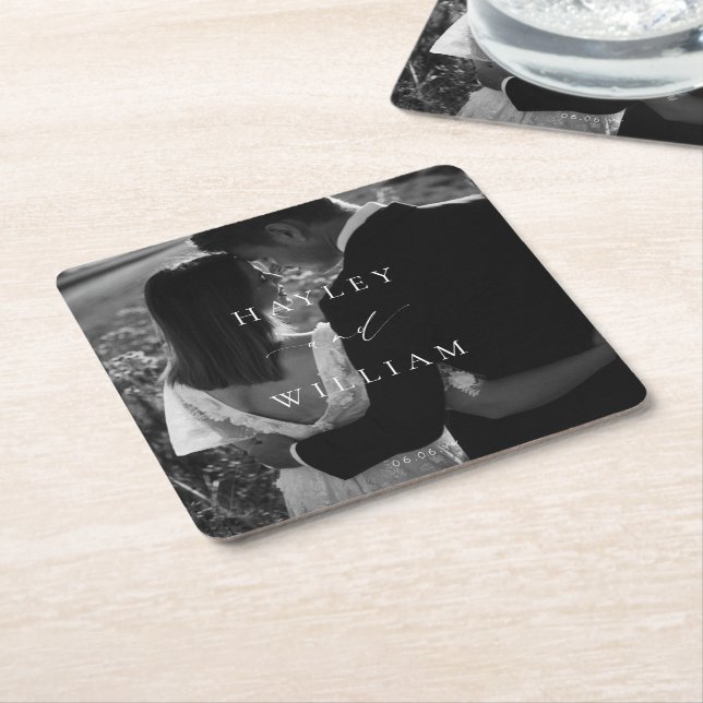 Ellesmere Wedding Photo Square Paper Coaster (Angled)