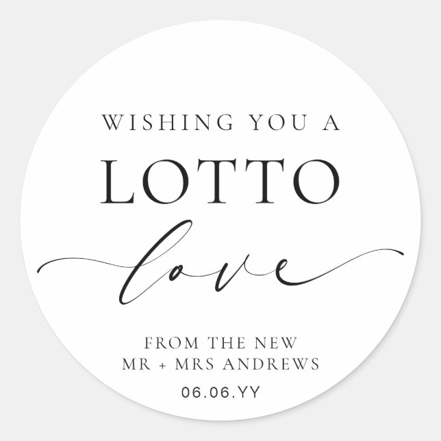 Ellesmere Wishing You A Lotto Love Wedding Classic Round Sticker (Front)