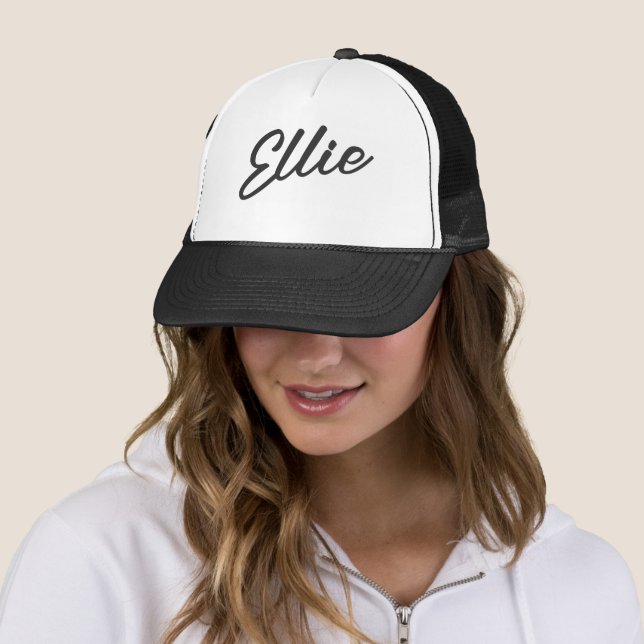 Ellie Custom White And Black Trucker Hat (In Situ)