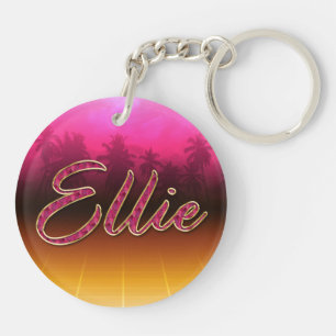 Ellie First Name golden pink keychain