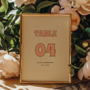 ELLIE Minimalist Retro Typography Wedding Table Number