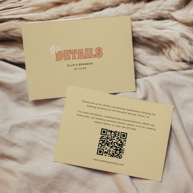 ELLIE Modern Retro QR Code Wedding Details Enclosure Card (Creator Uploaded)