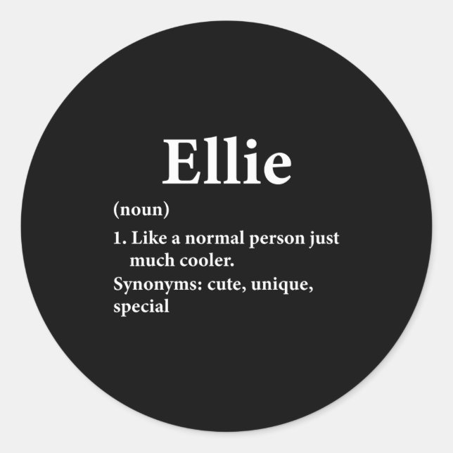 Ellie Name Definition  Classic Round Sticker (Front)