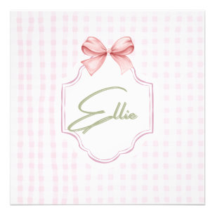 Ellie Personalized Pink Bow & Gingham Print 