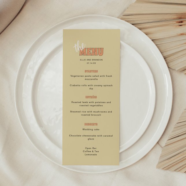 ELLIE Retro Modern & Bold Beige Wedding Menu (Creator Uploaded)