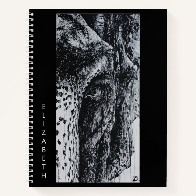 Ellie the Elephant Unique Wild Animal Portrait Art Notebook (Front)
