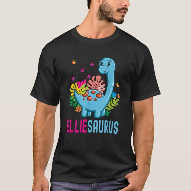 ELLIESAURUS Personalised Name ELLIE Dino Dinosaur  T-Shirt (Front)