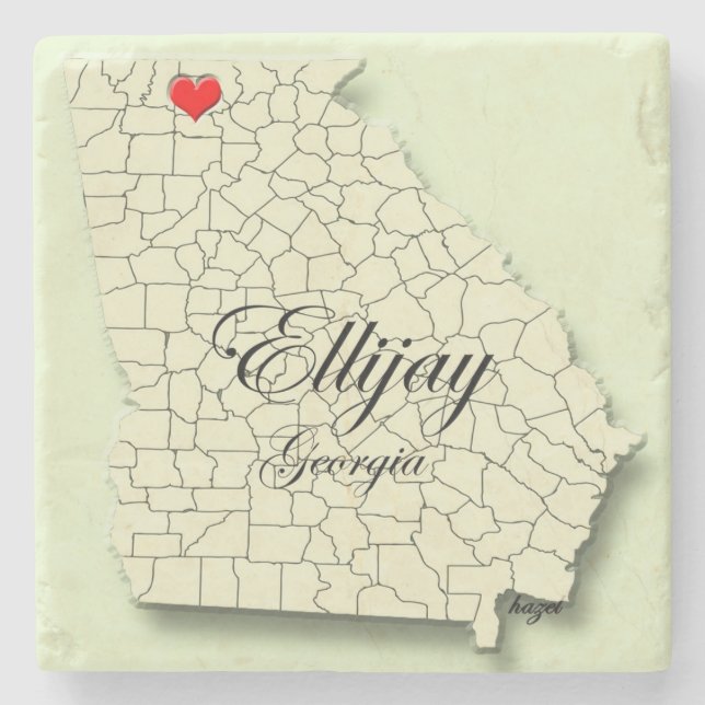Ellijay, Georgia, Heart Map Coasters, Love Ellijay Stone Coaster (Front)