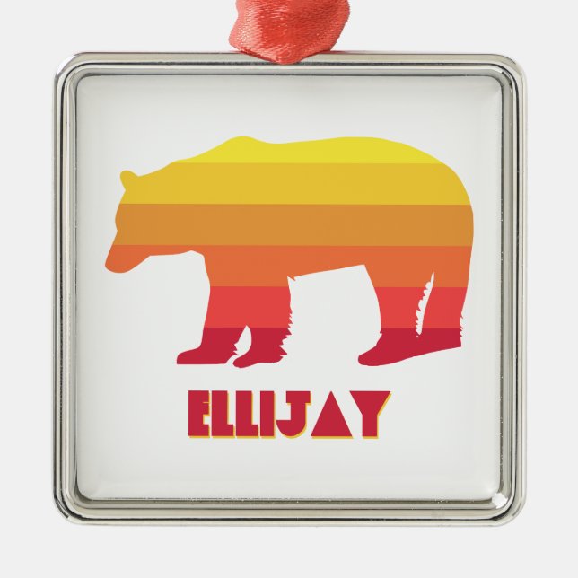 Ellijay Georgia Rainbow Bear Metal Tree Decoration (Front)