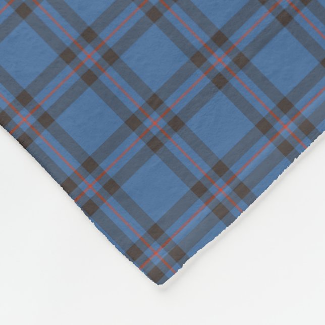 Elliot Clan Blue and Brown Tartan Fleece Blanket (Corner)