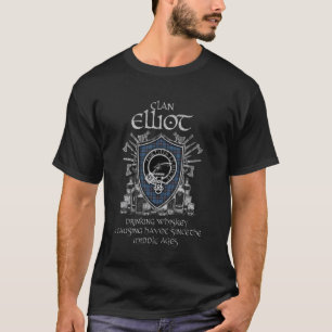 Elliot Clan tartan crest causing havoc middle ages T-Shirt