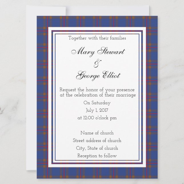 Elliot Scottish Wedding Invitation (Front)