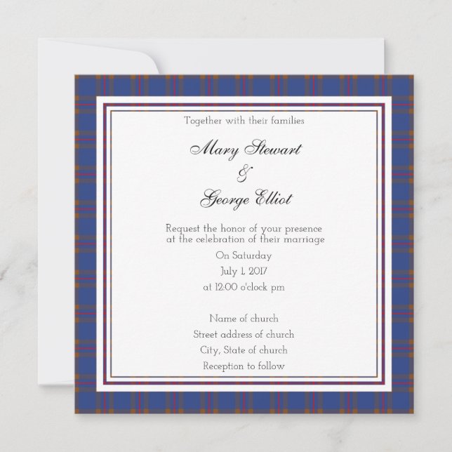 Elliot Scottish Wedding Square Invitation (Front)
