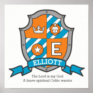 Elliott boys name meaning heraldry shield poster
