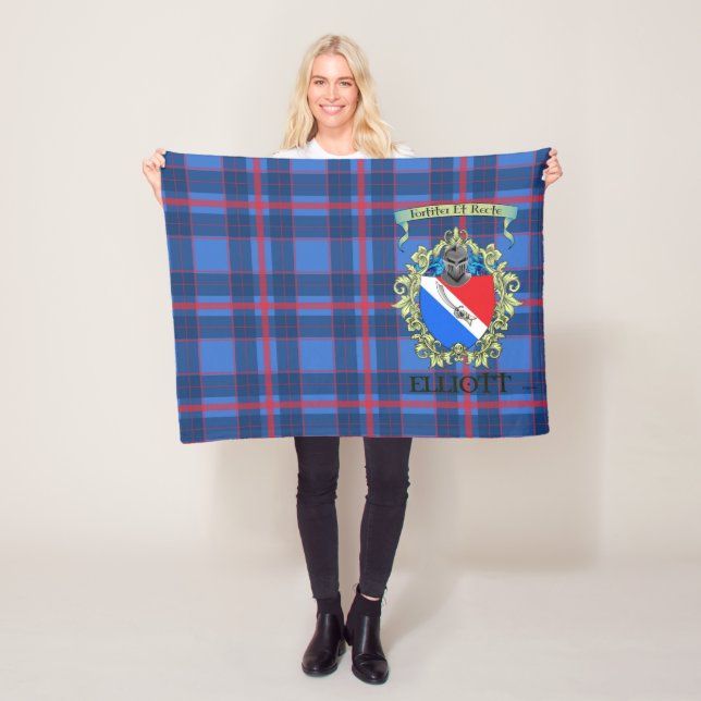 Elliott Crest and Tartan 2 Fleece Blanket (In Situ)