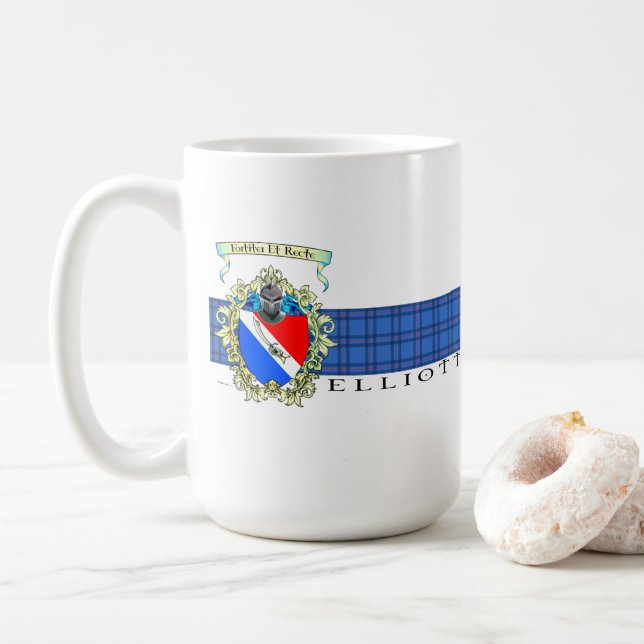 Elliott Crest & Tartan Coffee or Tea Mug (With Donut)
