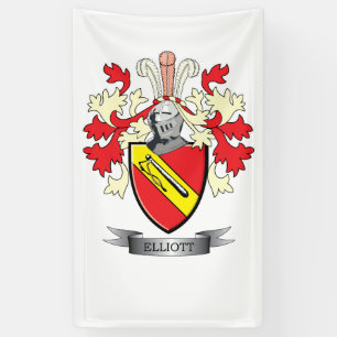 Elliott Family Crest Coat of Arms Banner