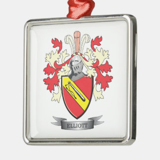 Elliott Family Crest Coat of Arms Metal Tree Decoration