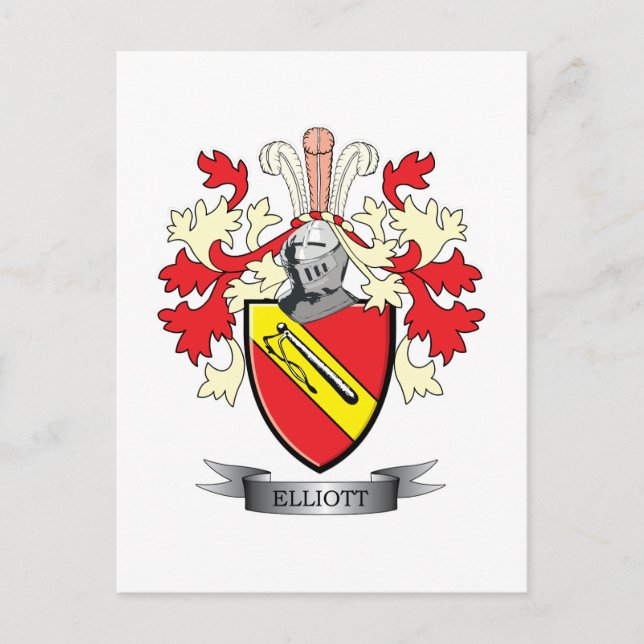 Elliott Family Crest Coat of Arms Postcard (Front)