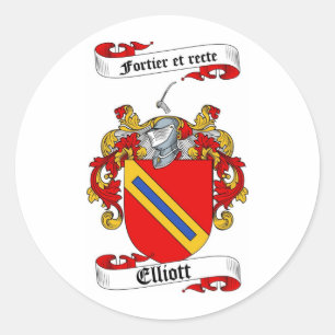 ELLIOTT FAMILY CREST -  ELLIOTT COAT OF ARMS CLASSIC ROUND STICKER