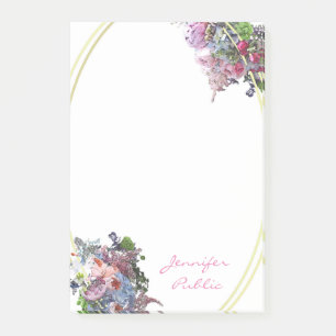 Ellipse Gold Frame Hand Script Template Watercolor Post-it Notes