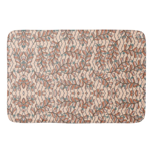 Elliptical Botanical Floral Abstract Bath Mat  (Front)