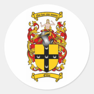ELLIS FAMILY CREST -  ELLIS COAT OF ARMS CLASSIC ROUND STICKER