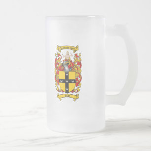 ELLIS FAMILY CREST - ELLIS COAT OF ARMS FROSTED GLASS BEER MUG
