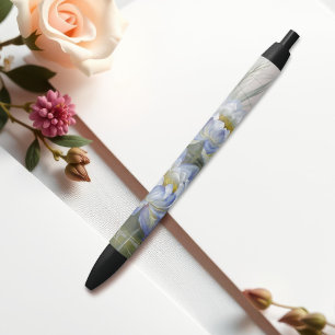 Ellis Rowan Blue Cloud Water Lily Vintage Flowers Black Ink Pen