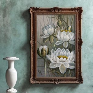 Ellis Rowan White Water Lily Vintage Flowers Poster