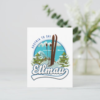 Ellmau Austria to ski logo Postcard