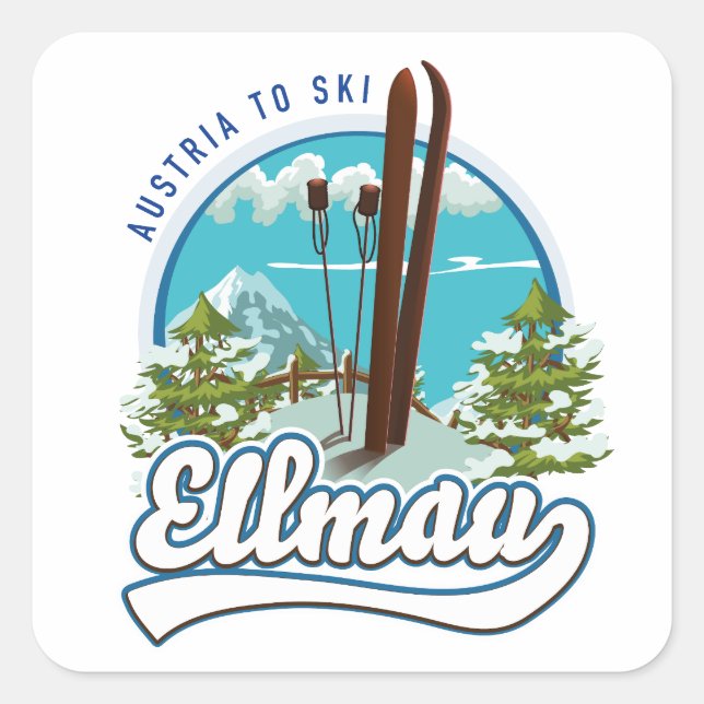 Ellmau Austria to ski logo Square Sticker (Front)