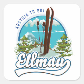 Ellmau Austria to ski logo Square Sticker