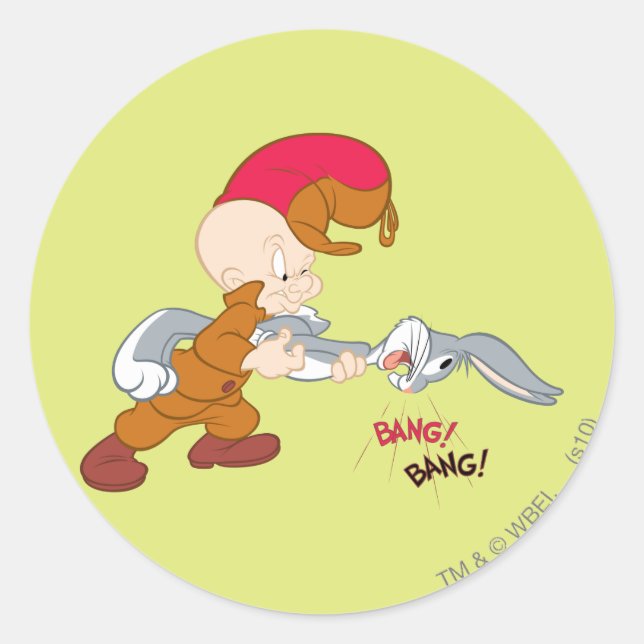 ELMER FUDD™ and BUGS BUNNY™ Classic Round Sticker (Front)