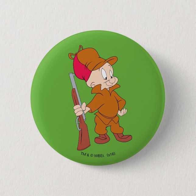 ELMER FUDD™ | With Gun 6 Cm Round Badge (Front)