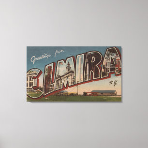 Elmira, New York - Large Letter Scenes 2 Canvas Print