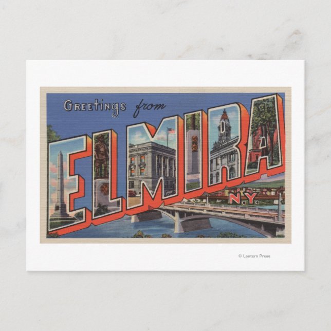 Elmira, New York - Large Letter Scenes Postcard (Front)