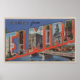 Elmira, New York - Large Letter Scenes Poster