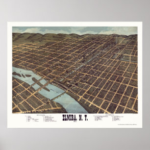 Elmira, NY Panoramic Map - 1873 Poster
