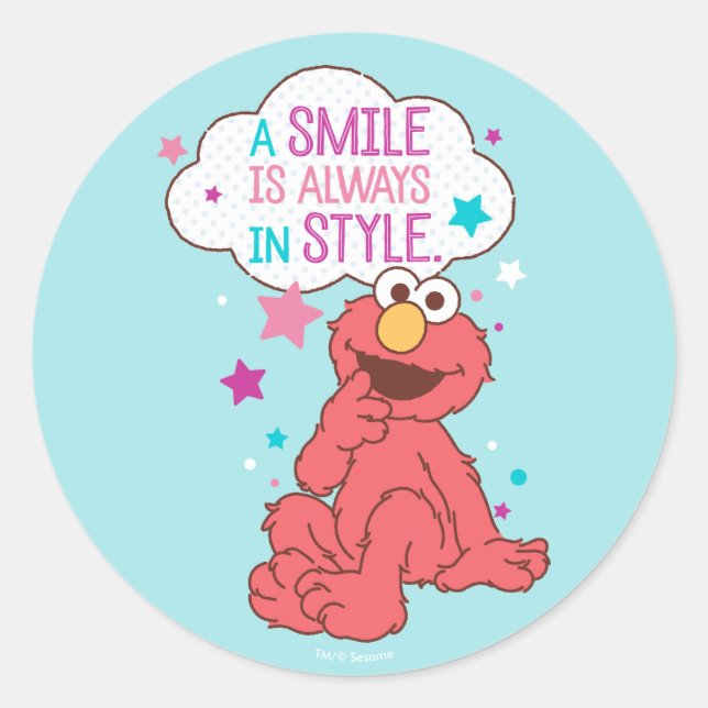 Elmo | A Smile is Always in Style Classic Round Sticker (Front)