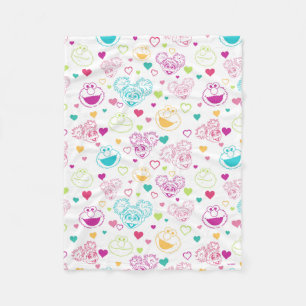 Elmo & Abby Cadabby Valentine Hearts Pattern Fleece Blanket