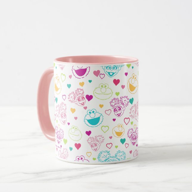 Elmo & Abby Cadabby Valentine Hearts Pattern Mug (Front Left)