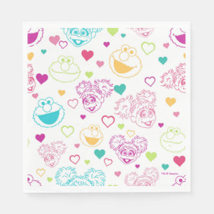 Elmo & Abby Cadabby Valentine Hearts Pattern Napkin