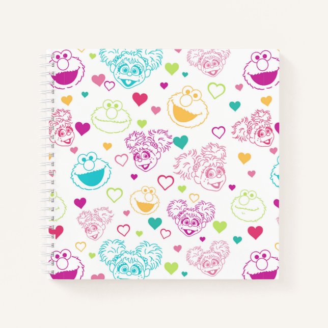 Elmo & Abby Cadabby Valentine Hearts Pattern Notebook (Front)