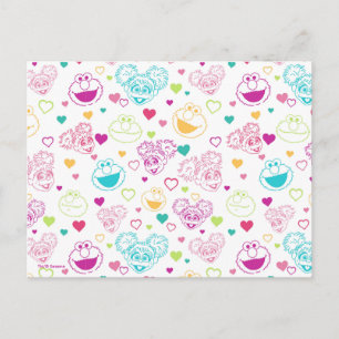 Elmo & Abby Cadabby Valentine Hearts Pattern Postcard