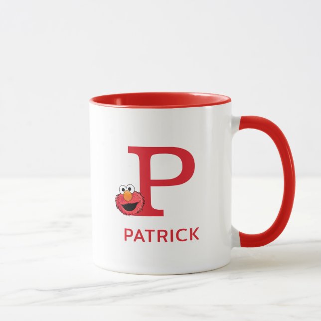 Elmo Add Your Name & Monogram P Mug (Right)