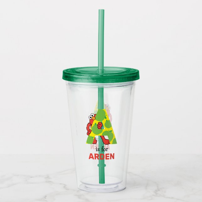 Elmo Alphabet | A Apple Acrylic Tumbler (Front)